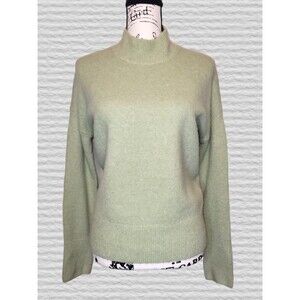 Magaschoni Wool Blend Mock Neck Sweater Womens Small Green Soft Knit Pullover